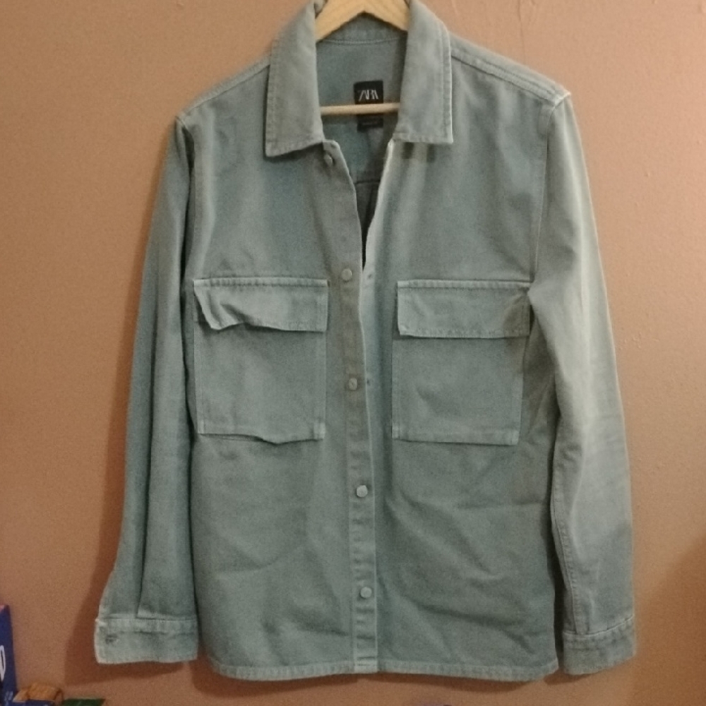 Zara Soft Blue Casual Jacket